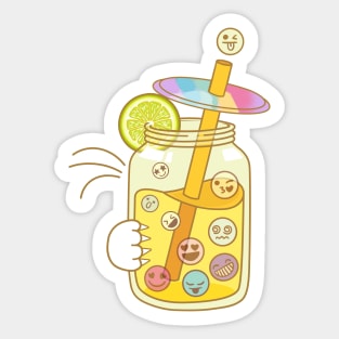 Funny Cat Stealing Emoji Drink Sticker